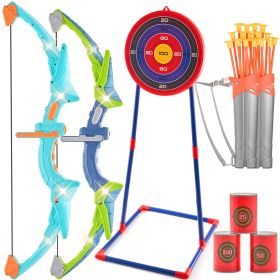 VEVOR Bow and Arrow Set for Kids, 2 Pack LED Light Up Archery Set with 20 Suction Cup Arrows