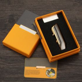 Luxury Snake Mouth Shape Metal Windproof 3 Torch Jet Flame Cigarette Cigar Lighter w/ Built-in Cigar Punch w/ Gift Box (Color: Gold)