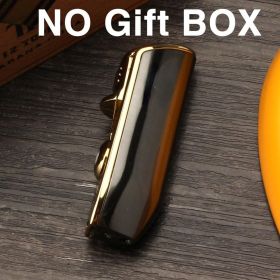 Luxury Snake Mouth Shape Metal Windproof 3 Torch Jet Flame Cigarette Cigar Lighter w/ Built-in Cigar Punch w/ Gift Box (Color: Gold no box)
