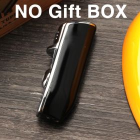 Luxury Snake Mouth Shape Metal Windproof 3 Torch Jet Flame Cigarette Cigar Lighter w/ Built-in Cigar Punch w/ Gift Box (Color: Black no box)