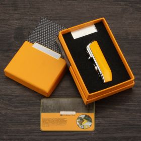 Luxury Snake Mouth Shape Metal Windproof 3 Torch Jet Flame Cigarette Cigar Lighter w/ Built-in Cigar Punch w/ Gift Box (Color: Yellow)